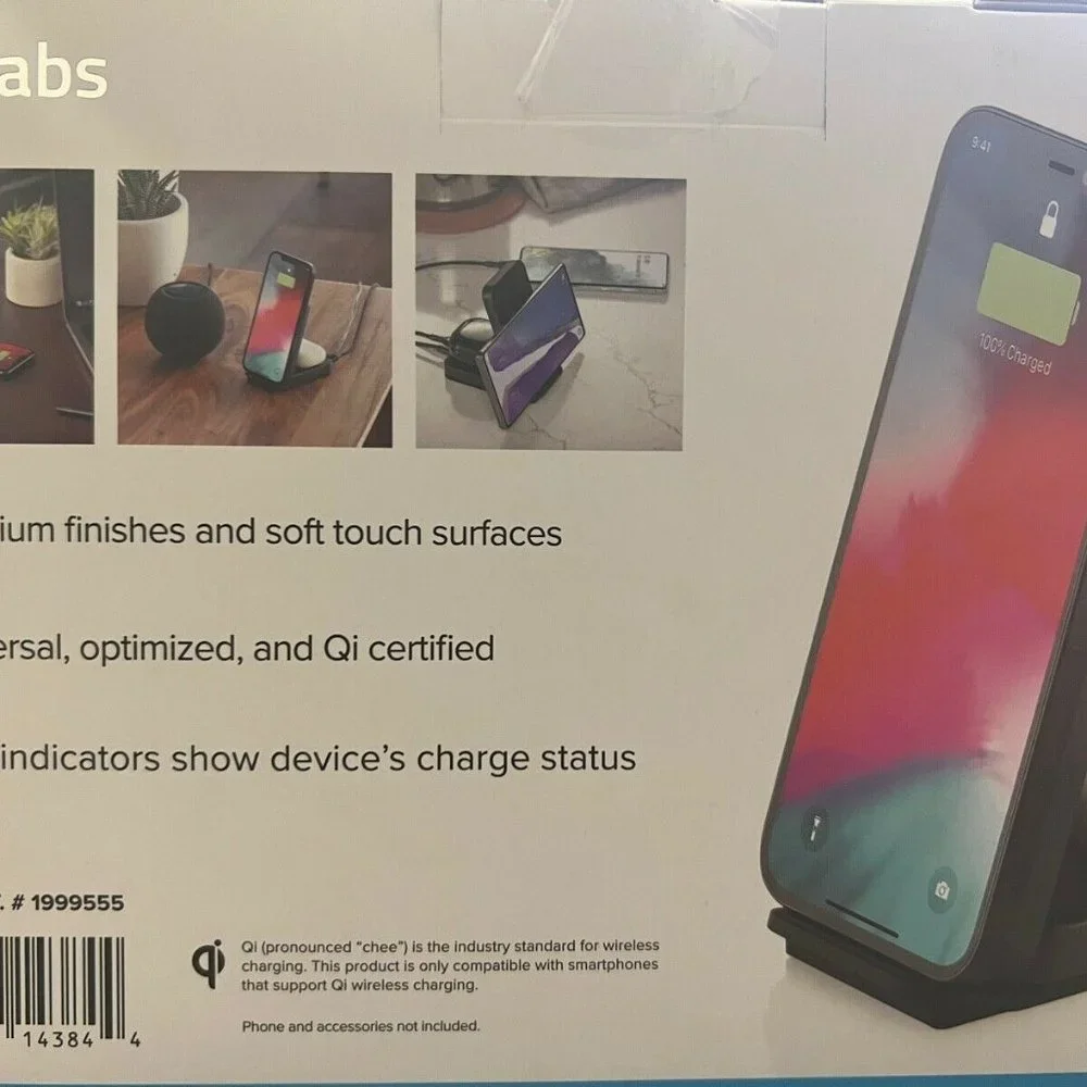UBIOLABS 2-in-1 Wireless Charging Stand for Phones and True Wireless Earbuds-NIB